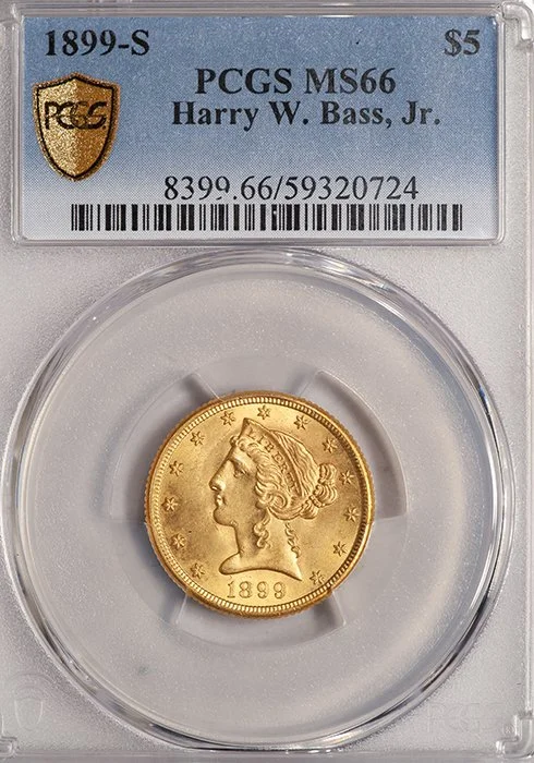 Half Eagle. 1899-S San Francisco $5.00 gold coin. PCGS MS66. Ex Bass.