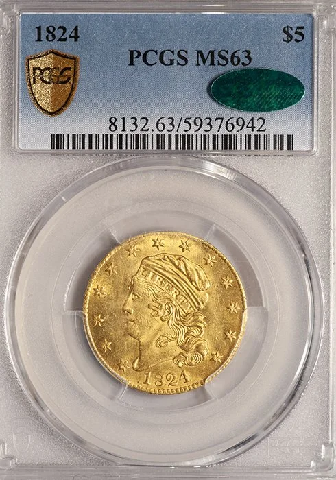 Half Eagle. 1836 $5.00 gold coin. PCGS MS63+ CAC.