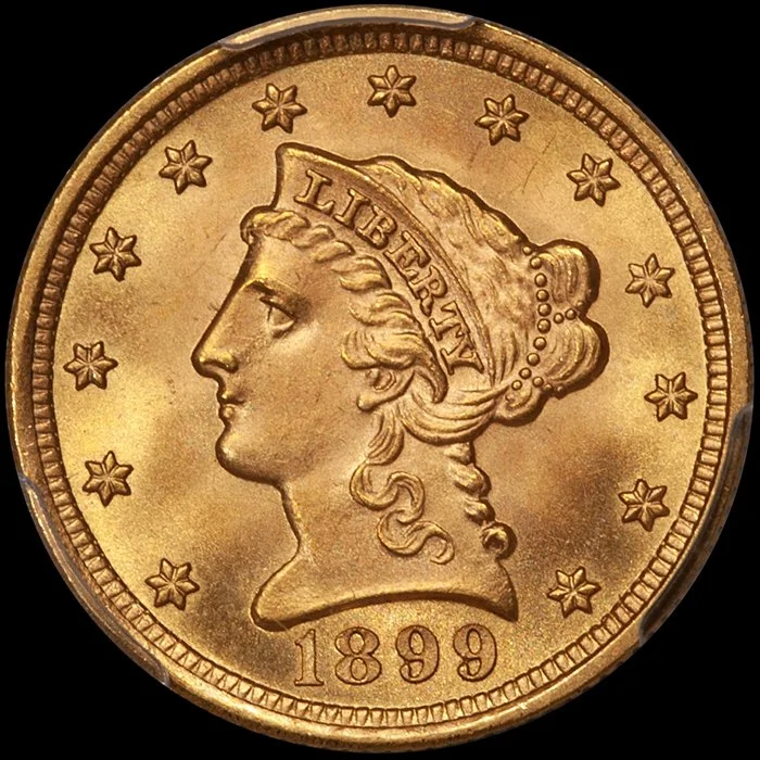 Quarter Eagle. 1899 $2.50 gold coin. PCGS MS67.