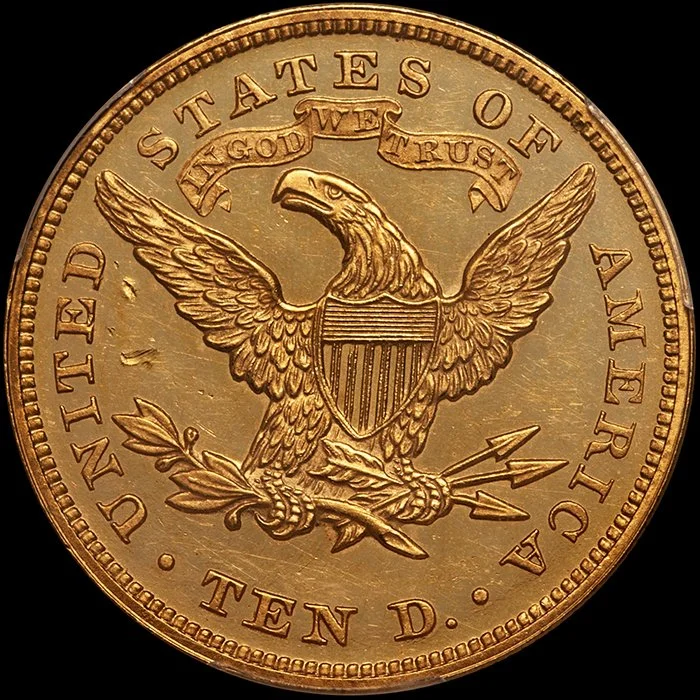 Eagle. 1876 Proof $10.00 gold coin. PCGS PR62CAM.