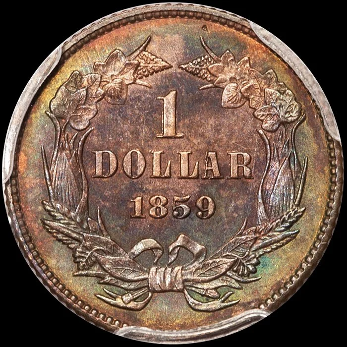 Pattern Gold Dollar. 1859 J-256. PCGS PR64BN. Ex Simpson.