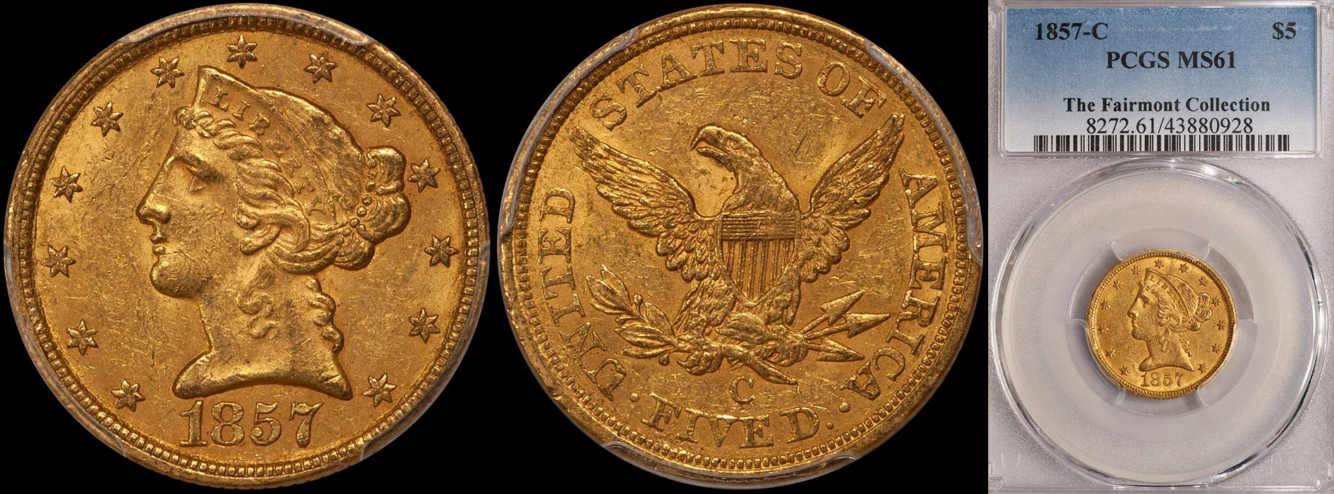 JUST ADDED - $5.00 - 1857-C PCGS MS61