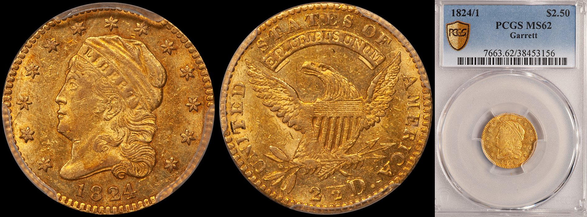 SOLD - $2.50 - 1824/1 PCGS MS62, ex Garrett