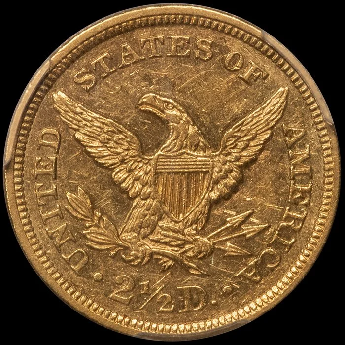 Quarter Eagle. 1842 $2.50 gold coin. PCGS AU58.