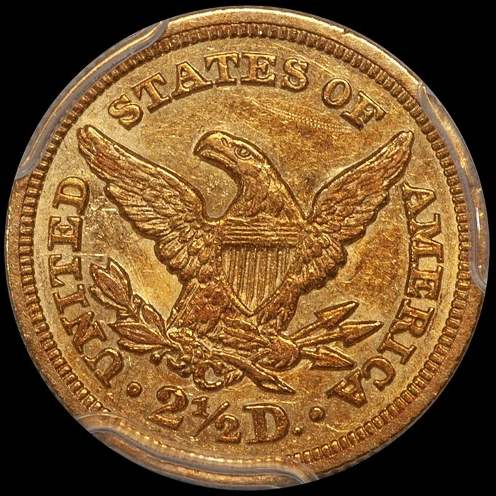 Quarter Eagle. 1851-C Charlotte $2.50 gold coin. PCGS AU53.