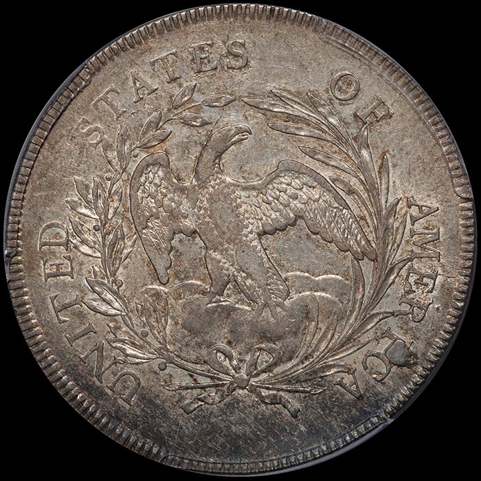 1796 early Silver $1. PCGS AU50. Large Date, Small Letters.