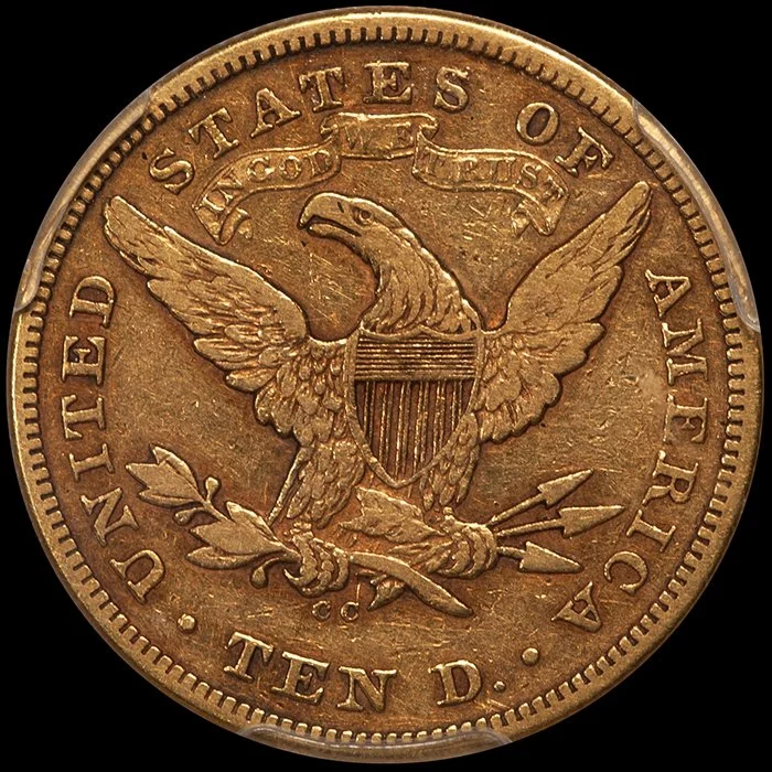 Eagle. 1871-CC Carson City $10 gold coin. PCGS VF30 CAC.