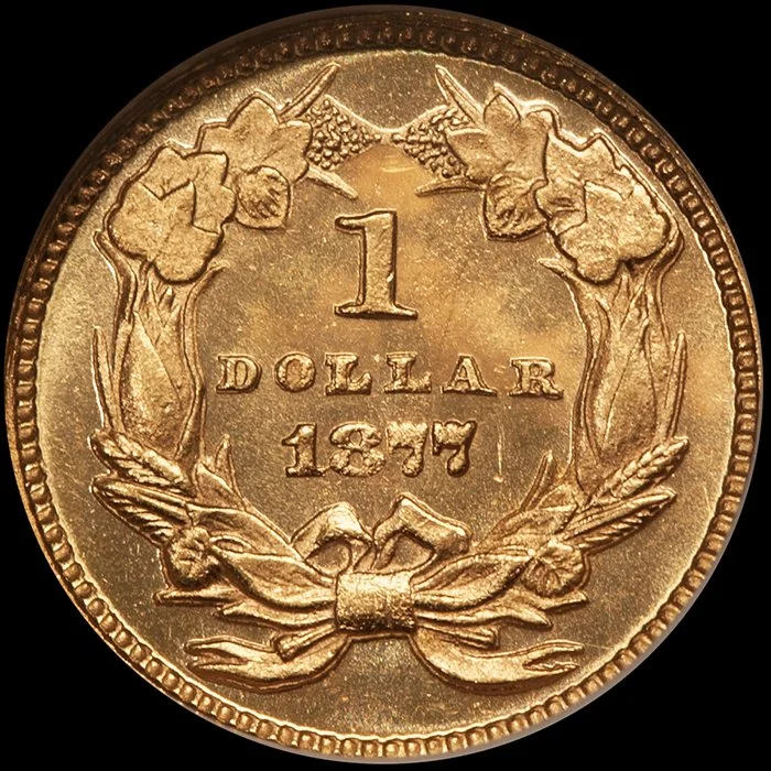 Gold Dollar. 1877 Prooflike $1.00 gold coin. NGC MS66PL.
