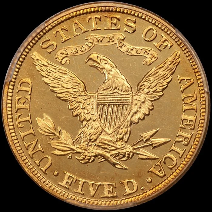 Half Eagle. 1896 $5 gold coin. PCGS PR65+ DCAM CAC.