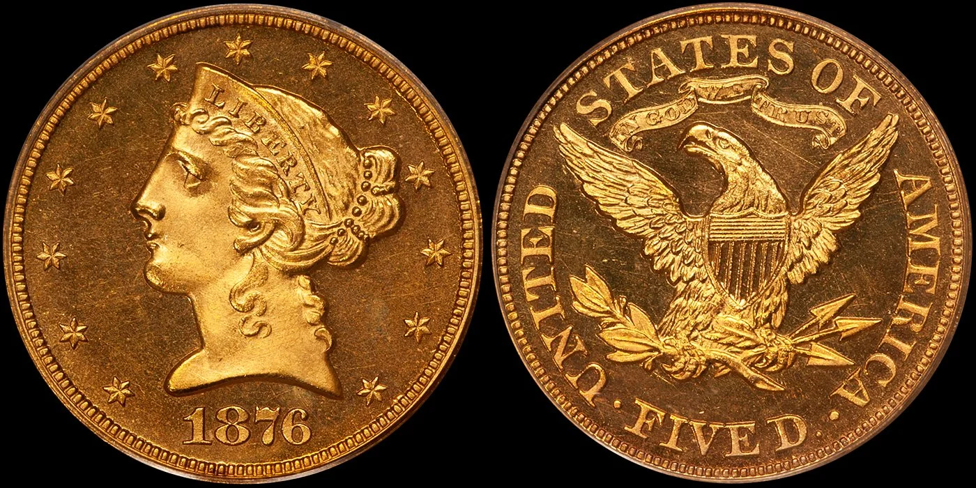 1876 $5.00 PCGS PR64CAM CAC