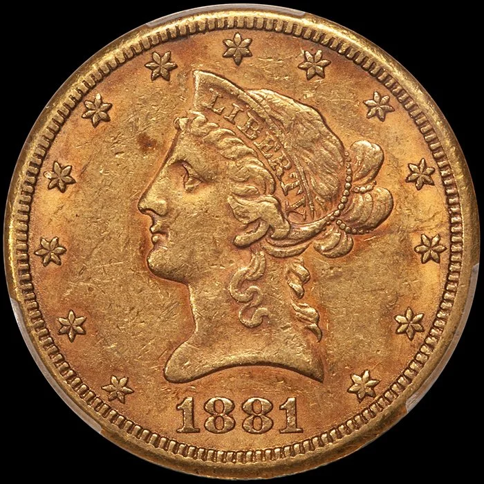 Eagle. 1881-CC Carson City $10 gold coin. PCGS AU53 CAC.