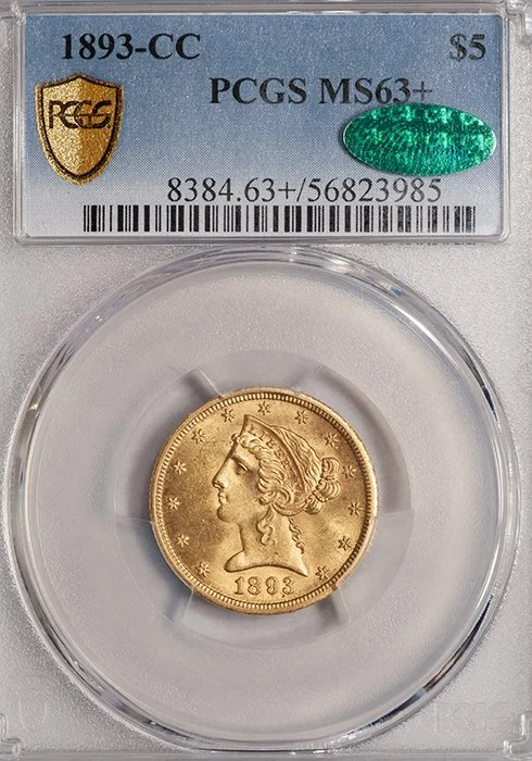 Half Eagle. 1893-CC Carson City PCGS MS63+ CAC.