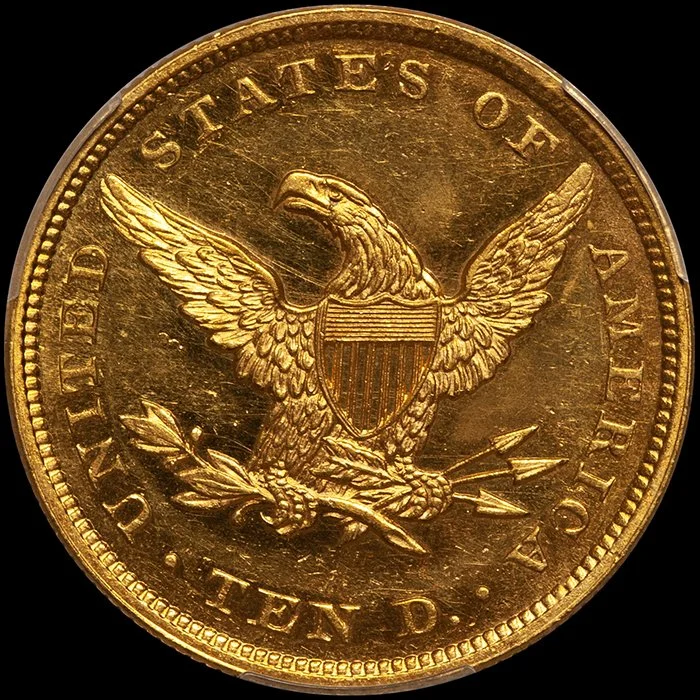 Eagle. 1859 Proof $10.00 gold coin. PCGS PR61CAM.