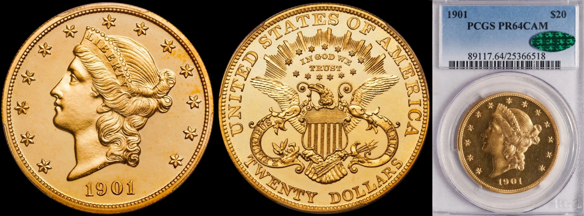 1901 $20.00 PCGS PR64CAM CAC