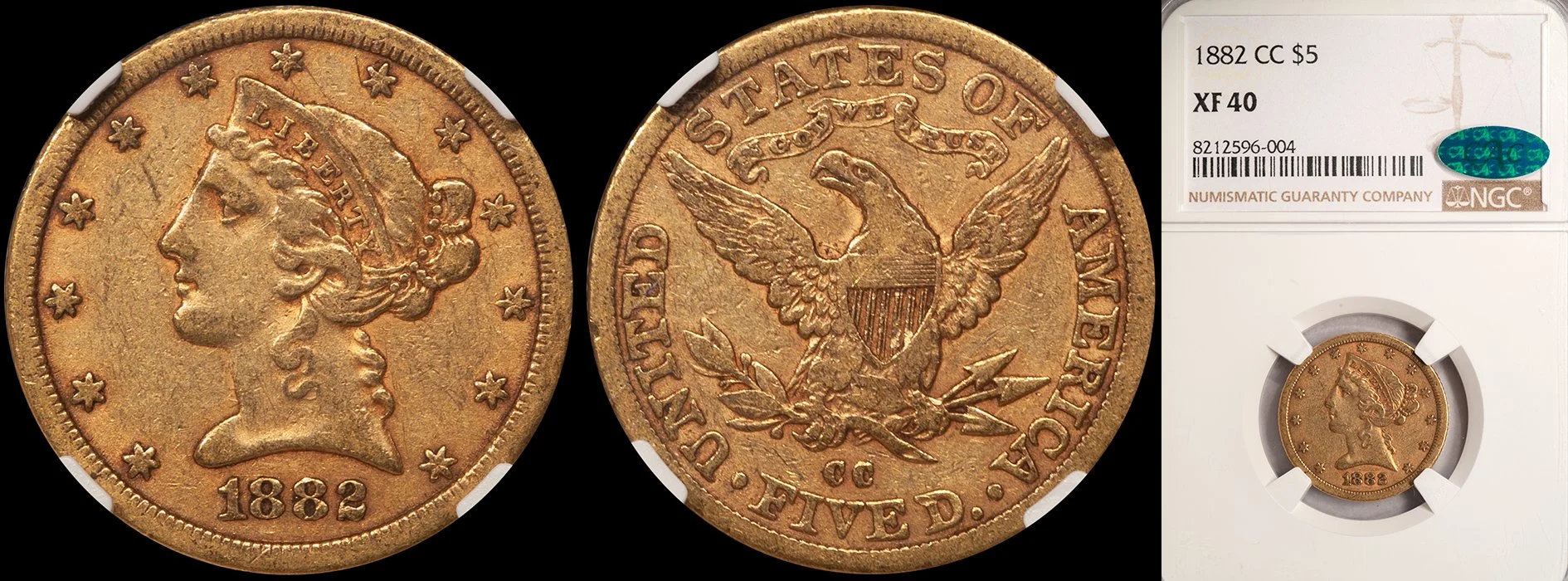 JUST ADDED - $5.00 - 1882-CC NGC EF40 CAC
