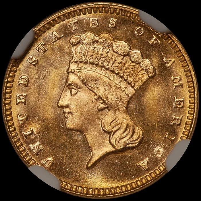 Gold Dollar. 1877 $1 gold coin. NGC MS66 CAC.