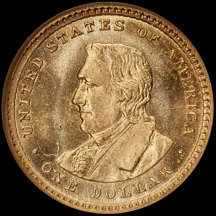 Gold Dollar. 1905 Lewis & Clark $1 gold coin. NGC MS65.