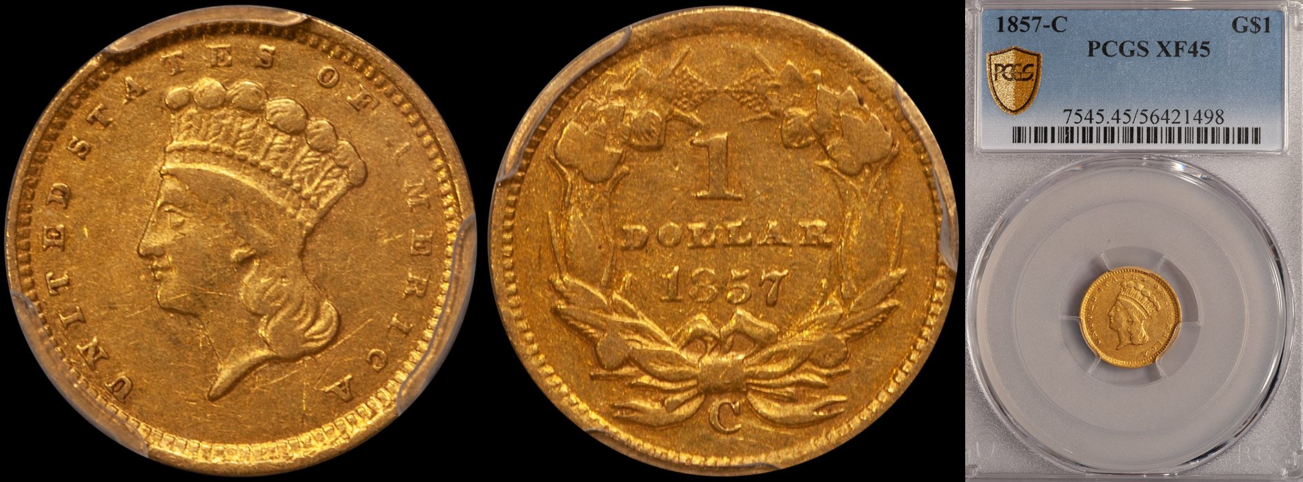 ON HOLD - $1.00 - 1857-C PCGS EF45