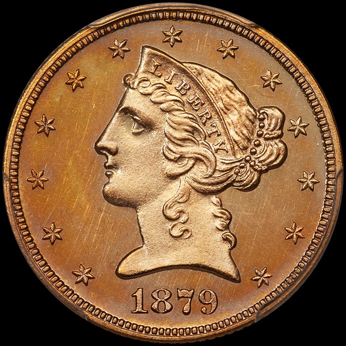 Half Eagle. 1879 $5 gold coin. PCGS PR64CAM. Ex Bass.