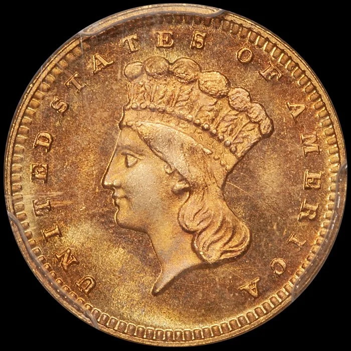 Gold Dollar. 1877 $1 gold coin. PCGS MS67 CAC.