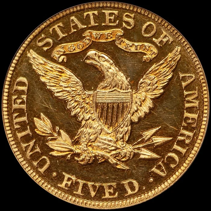 Half Eagle. 1892 $5 gold coin. PCGS PR64+DCAM. CAC.
