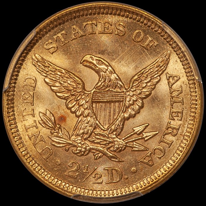 Quarter Eagle. 1853 $2.50 gold coin. PCGS MS65+ CAC.