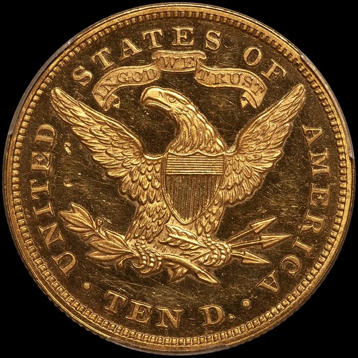 Eagle. 1876 Proof $10.00 gold coin. PCGS PR62CAM.