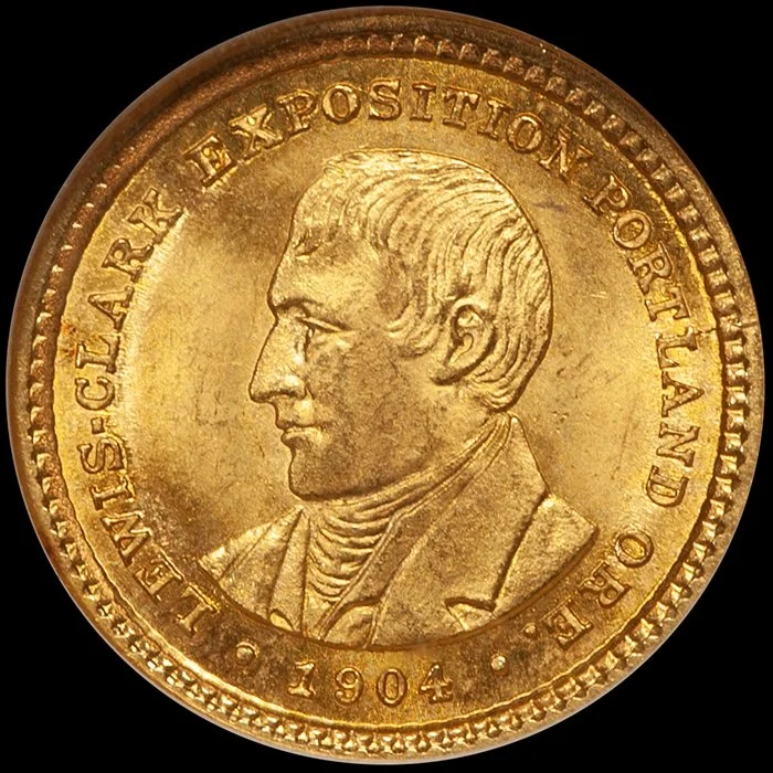Gold Dollar. 1904 Lewis & Clark $1 gold coin. NGC MS65 CAC.