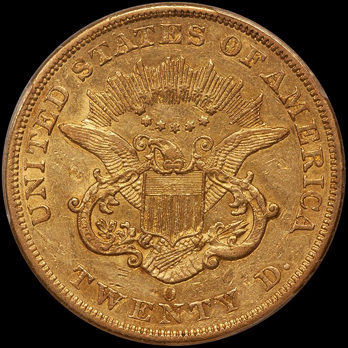 Double Eagle. 1859-O New Orleans $20.00 gold coin. PCGS AU50.