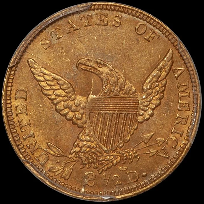 Quarter Eagle. 1839-C Charlotte $2.50 gold coin. PCGS MS62.