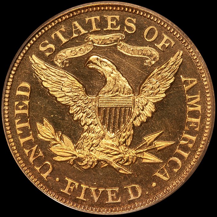 Half Eagle. 1876 $5 gold coin. PCGS PR64CAM CAC.