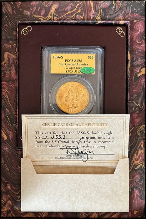 Double Eagle. 1856-S San Francisco $20 gold coin. PCGS AU55 CAC
