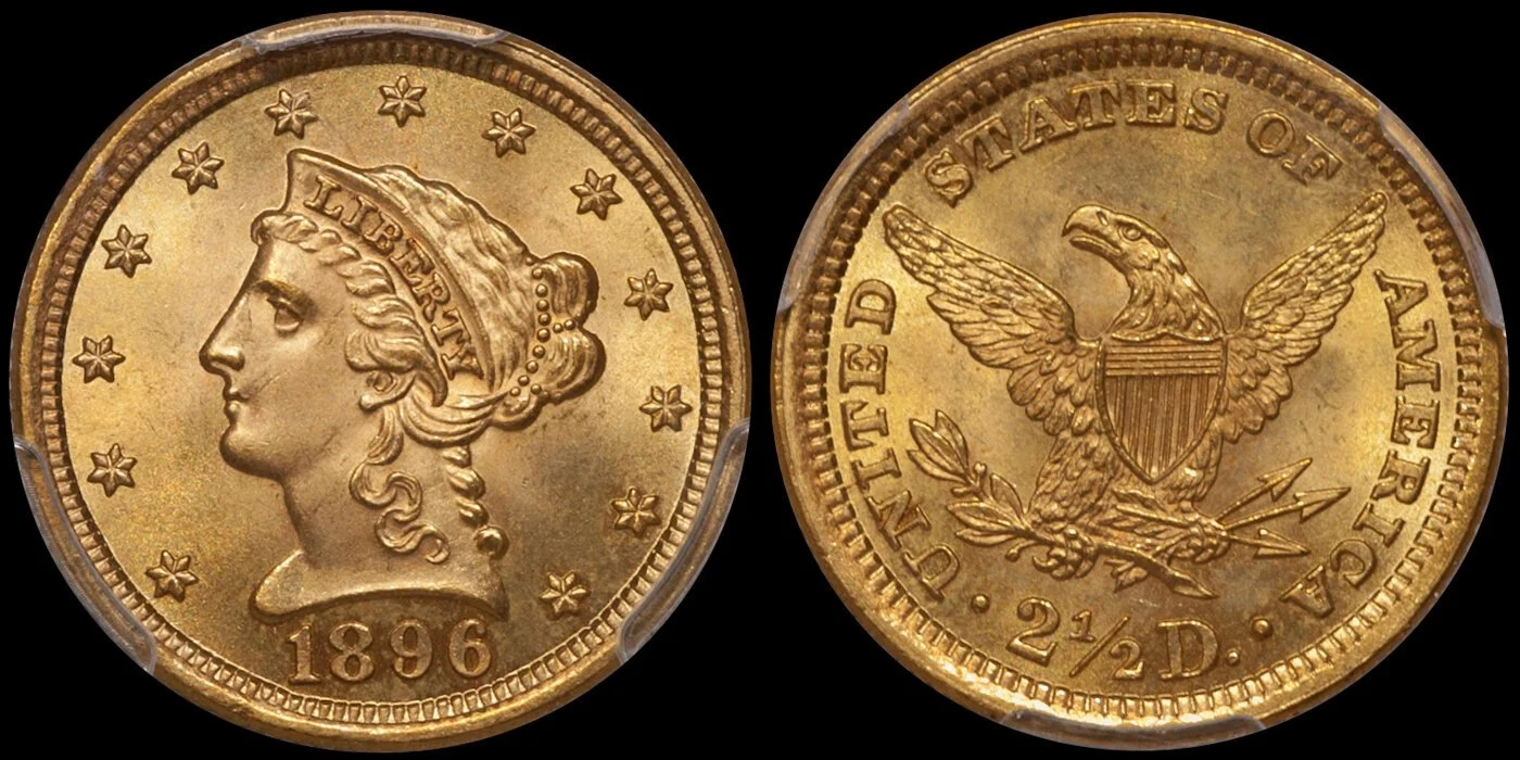 1896 $2.50, PCGS MS66 CAC