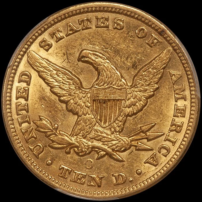 Eagle. 1851-O New Orleans $10.00 gold coin. PCGS AU58.