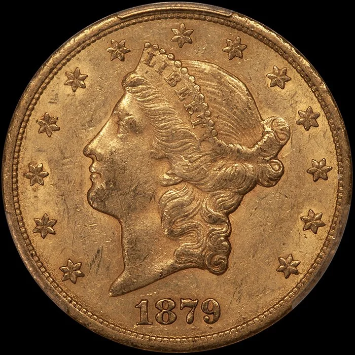 Double Eagle. 1879-CC Carson City $20 gold coin. PCGS AU55 CAC. Fairmont.