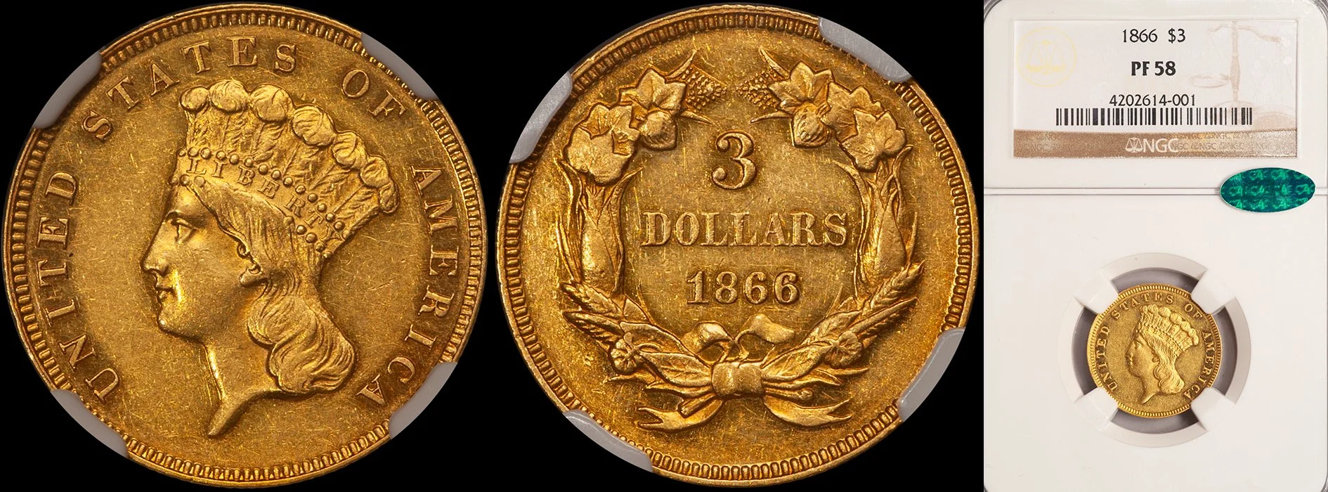 JUST ADDED - $3.00 - 1866 NGC PR58 CAC