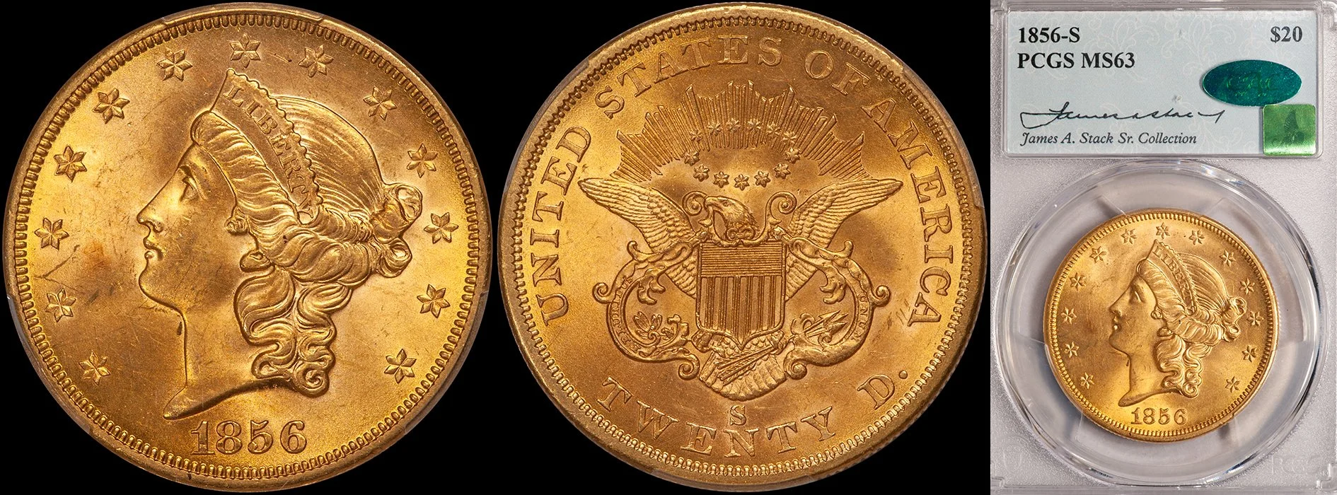 JUST ADDED - $20.00 - 1856-S PCGS MS63 CAC