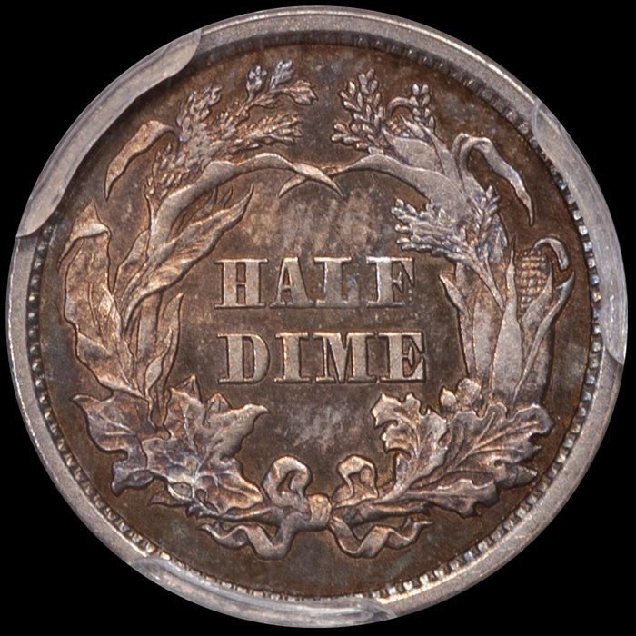 Half Dime, Pattern. 1860 J-267, transitional H10C. PCGS MS64 CAC.