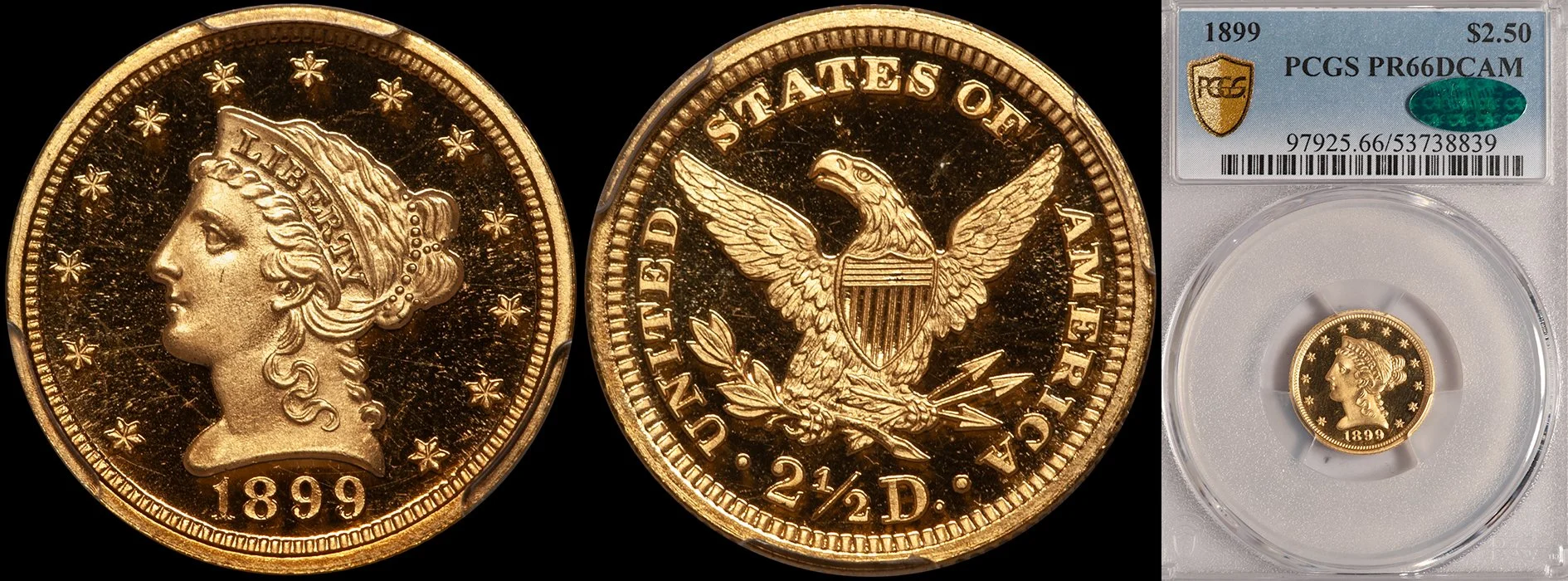 JUST ADDED - $2.50 - 1899 PCGS PR66DCAM CAC
