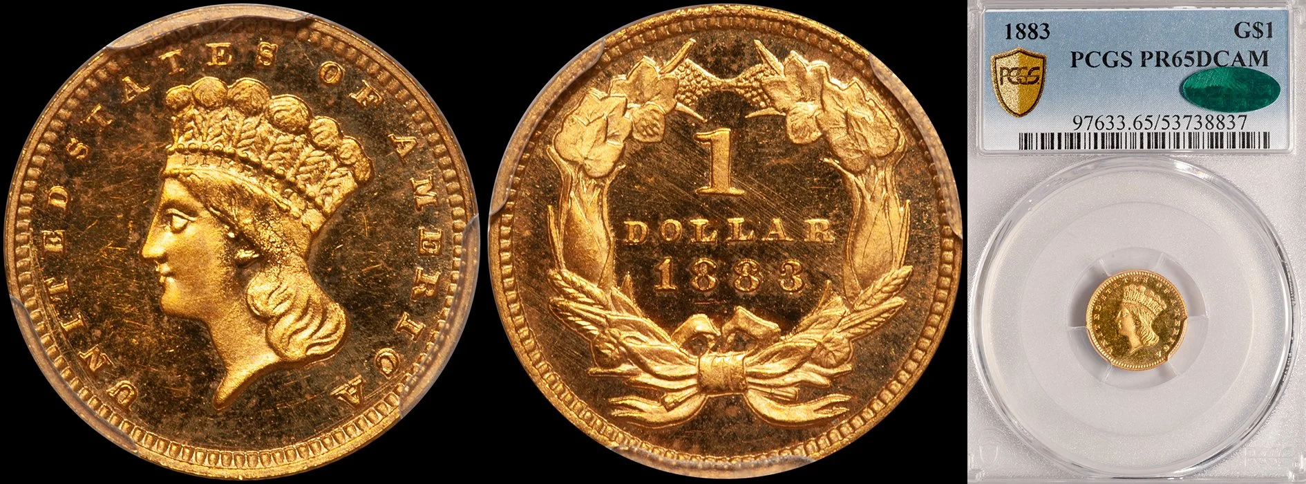 JUST ADDED - $1.00 - 1883 PCGS PR65DCAM CAC