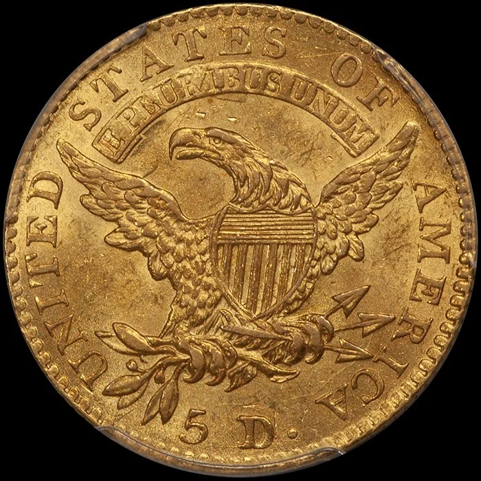 Half Eagle. 1814/3 $5.00 gold coin. PCGS MS62+ CAC.
