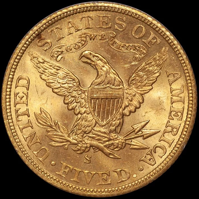 Half Eagle. 1902 $5 gold coin. PCGS "rattler" holder, MS64 CAC.