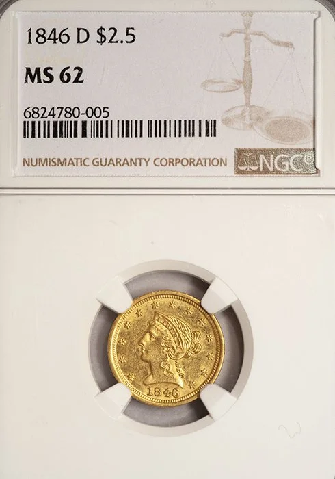 Quarter Eagle. 1846-D Dahlonega $2.50 gold coin. NGC MS62. | Rare Gold ...