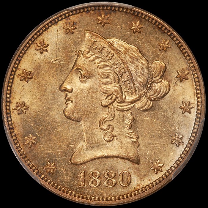 Eagle. 1880-O New Orleans $10 gold coin. PCGS MS61.