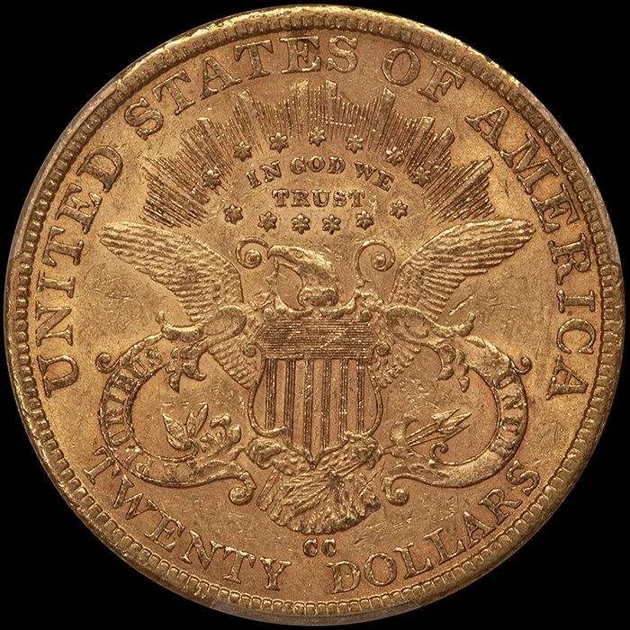 Double Eagle. 1884-CC Carson City $20 gold coin. PCGS AU55 CAC.