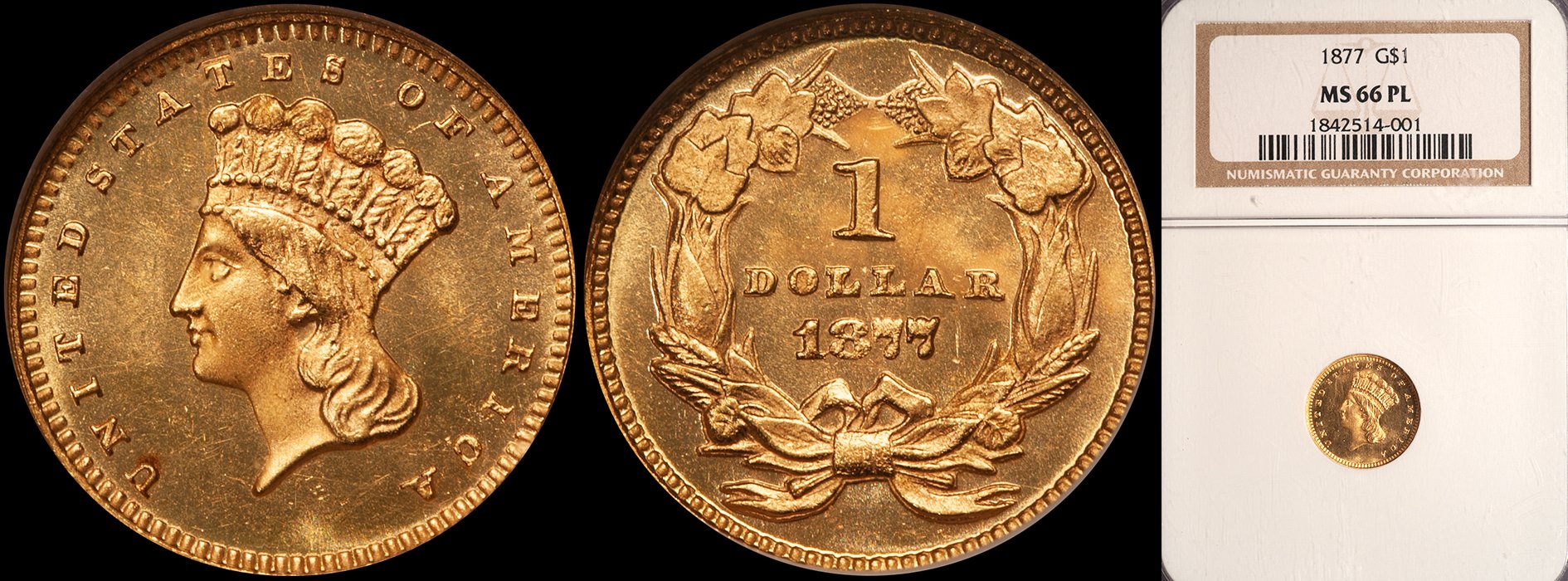 JUST ADDED - $1.00 - 1877 NGC MS66PL