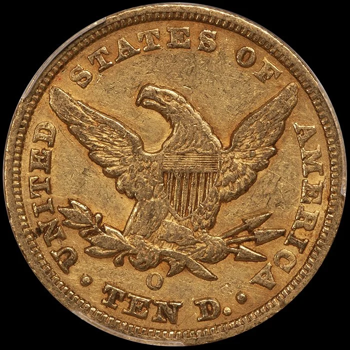 Eagle. 1848-O New Orleans $10 gold coin. PCGS EF45 CAC.