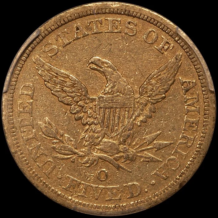 Half Eagle. 1843-O New Orleans $5 gold coin. PCGS EF40 CAC. Ex Fairmont.