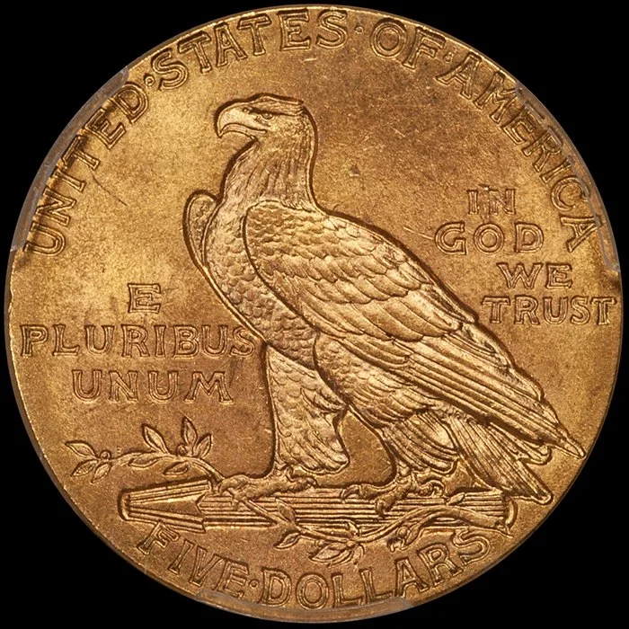 Half Eagle. 1912 $5 gold coin. PCGS MS65.