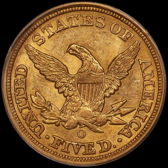Half Eagle. 1851-O New Orleans $5.00 gold coin. PCGS MS61.